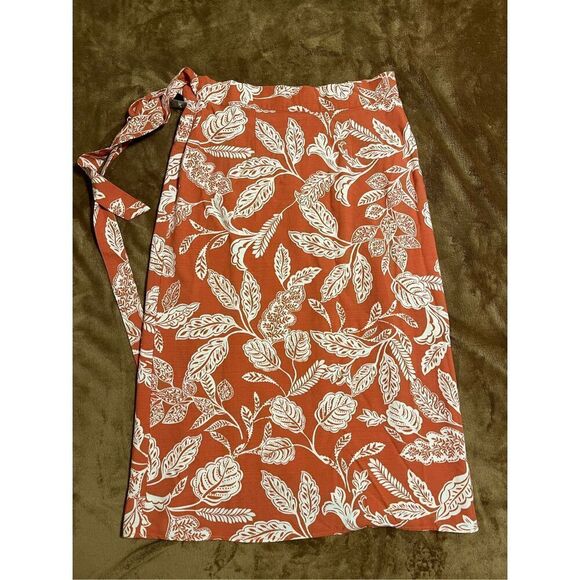 Ann Taylor Factory Women's Size 2 Brown White Floral Tulip Hem Skirt Beach - Picture 4 of 10